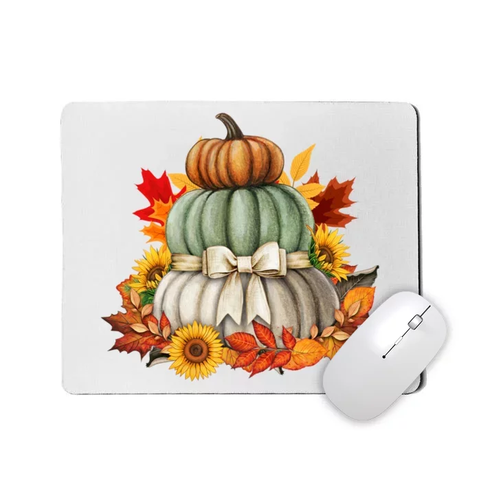 Pumpkin Sunflower Autumn Leaves Mousepad