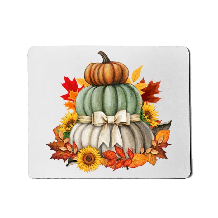 Pumpkin Sunflower Autumn Leaves Mousepad