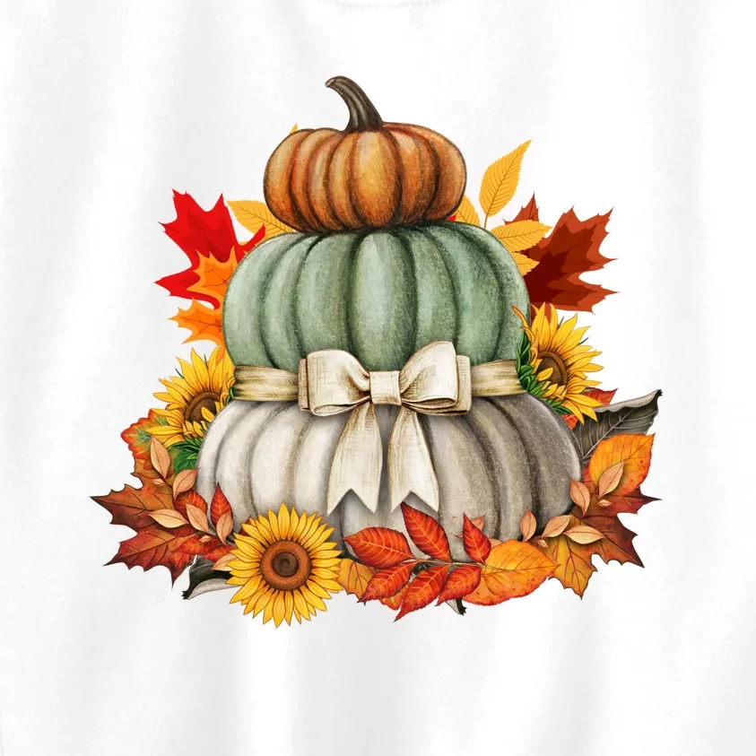 Pumpkin Sunflower Autumn Leaves Kids Sweatshirt