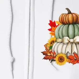 Pumpkin Sunflower Autumn Leaves Full Zip Hoodie