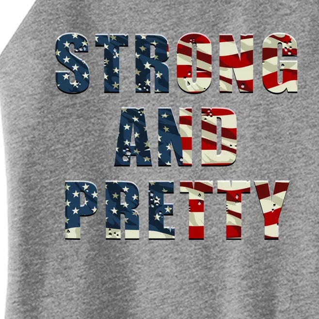 Patriotic Strong And Pretty Usa Flag Strong Gym Training Great Gift Women’s Perfect Tri Rocker Tank