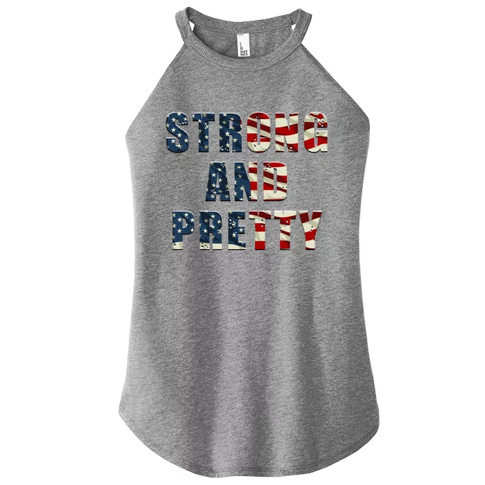 Patriotic Strong And Pretty Usa Flag Strong Gym Training Great Gift Women’s Perfect Tri Rocker Tank