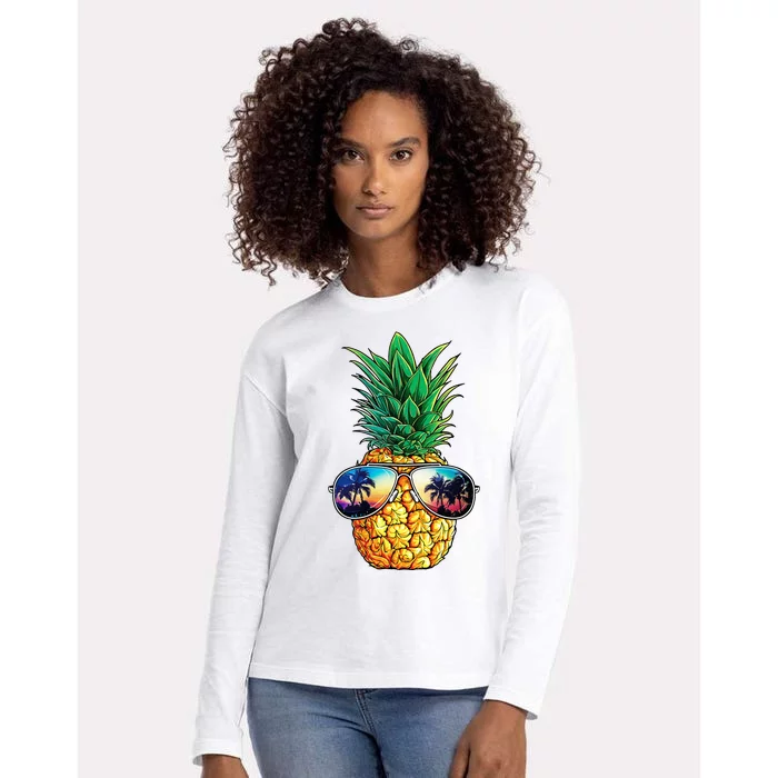 Pineapple Sunglasses Aloha Beaches Hawaii Hawaiian Womens Cotton Relaxed Long Sleeve T-Shirt