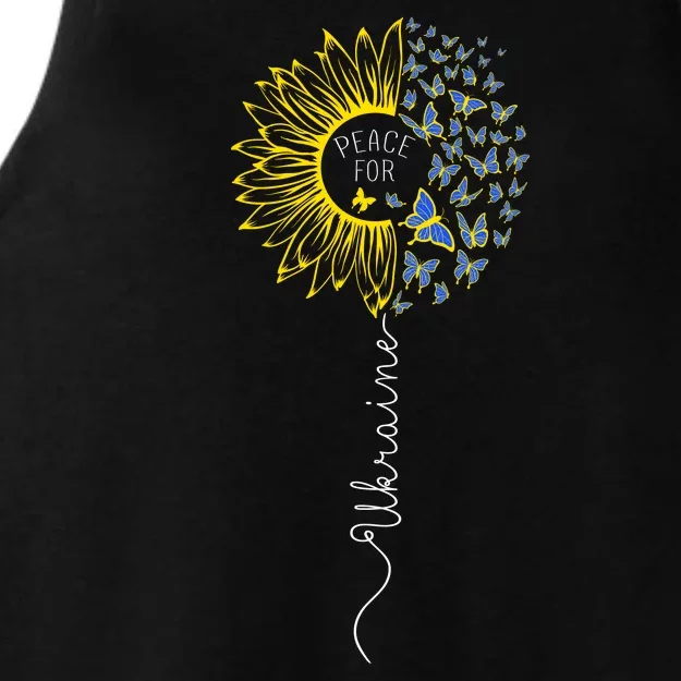 Peace Sunflower Butterflies Flag Support Ladies Tri-Blend Wicking Tank