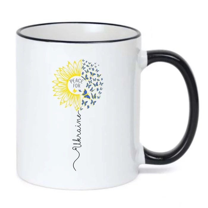 Peace Sunflower Butterflies Flag Support Black Color Changing Mug