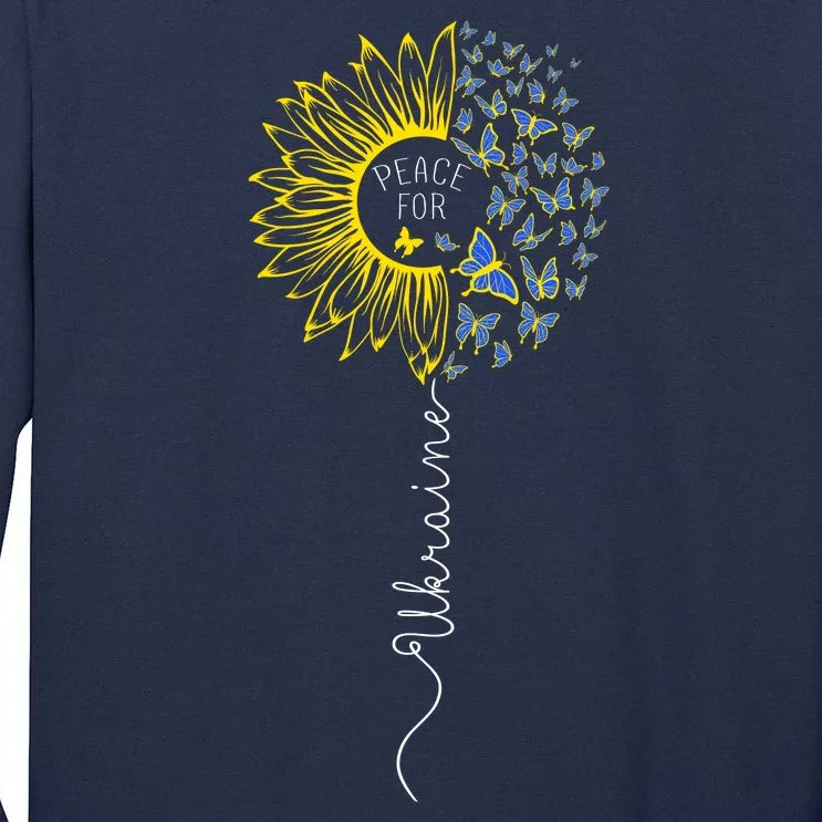 Peace Sunflower Butterflies Flag Support Tall Long Sleeve T-Shirt