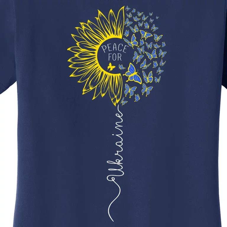 Peace Sunflower Butterflies Flag Support Women's T-Shirt