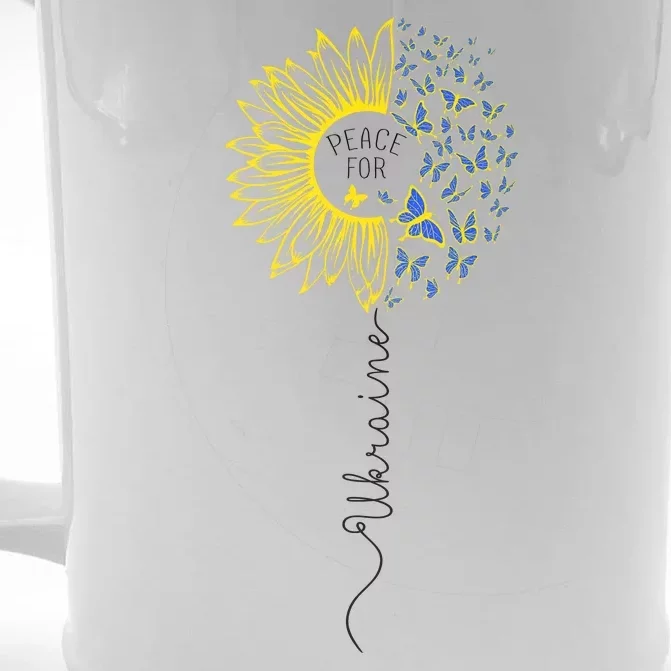 Peace Sunflower Butterflies Flag Support Front & Back Beer Stein