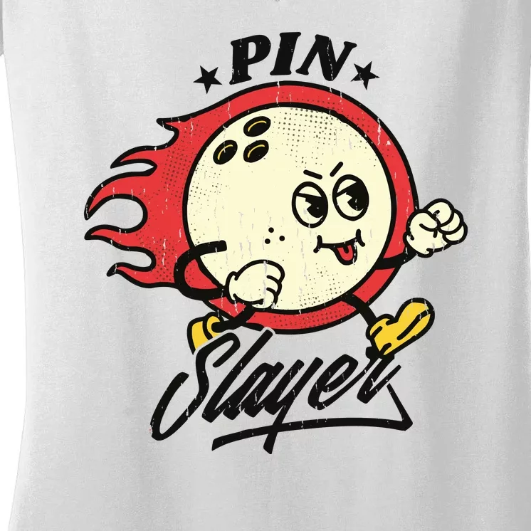 Pink Slayer Bowling Women's V-Neck T-Shirt