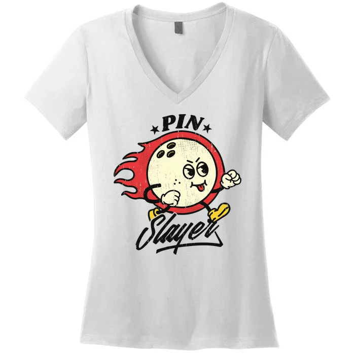 Pink Slayer Bowling Women's V-Neck T-Shirt