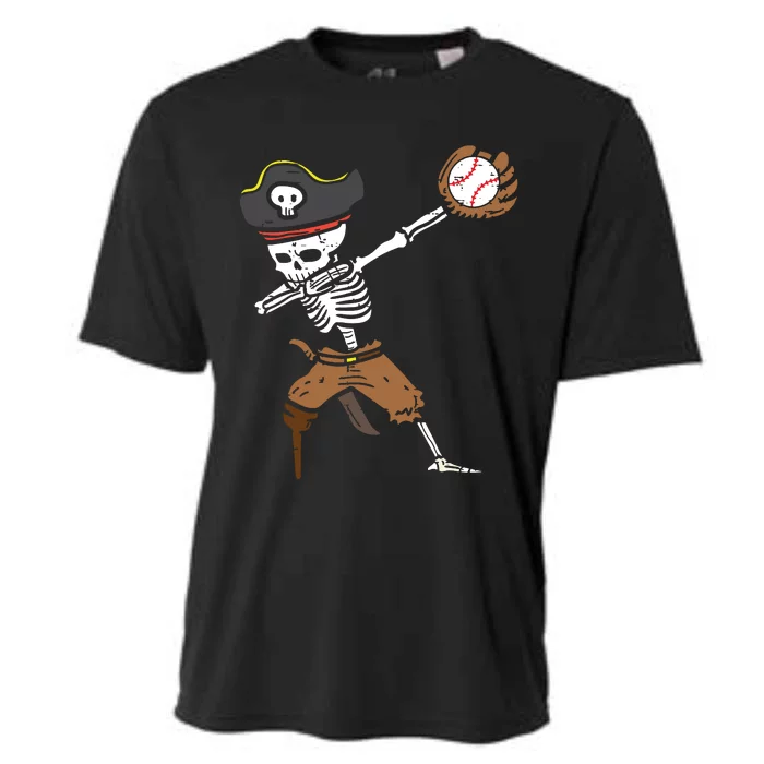 Pirate Skeleton Baseball Catcher Halloween Boy Cooling Performance Crew T-Shirt