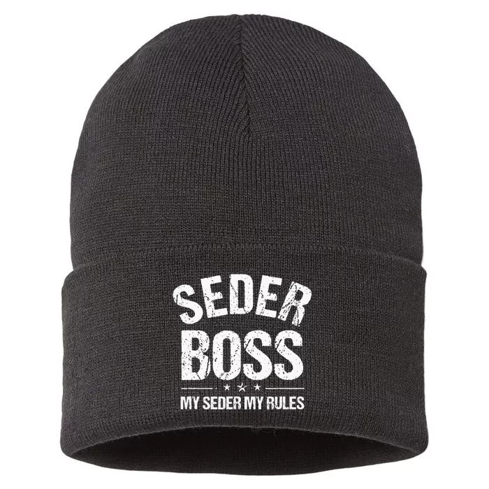 Passover Seder Boss My Rules Jewish Funny Pesach Matzah Sustainable Knit Beanie