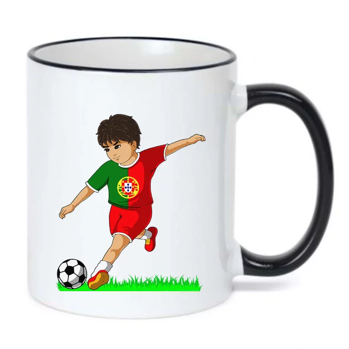 Portuguese Soccer Boy Portugal Flag Jersey Football Fans Black Color Changing Mug