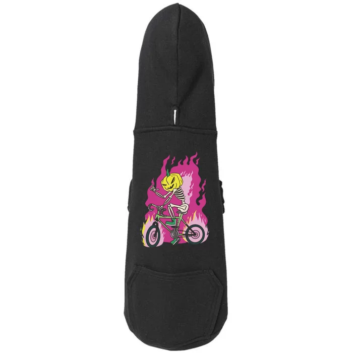 Pumpkin Skull Bike Rider Flame Doggie 3-End Fleece Hoodie