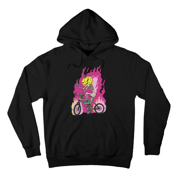 Pumpkin Skull Bike Rider Flame Hoodie