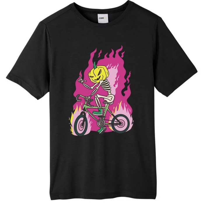 Pumpkin Skull Bike Rider Flame ChromaSoft Performance T-Shirt