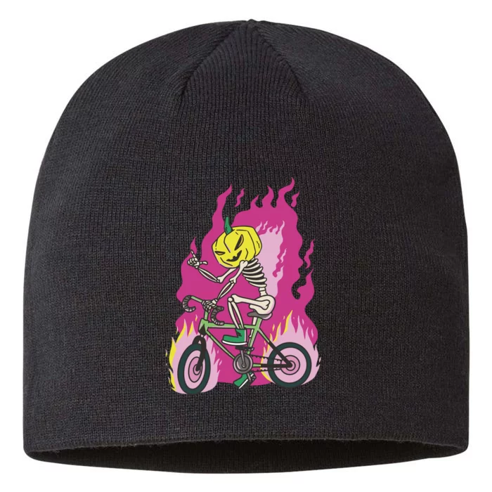 Pumpkin Skull Bike Rider Flame 8 1/2in Sustainable Knit Beanie