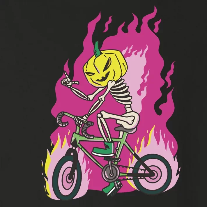 Pumpkin Skull Bike Rider Flame Toddler Long Sleeve Shirt