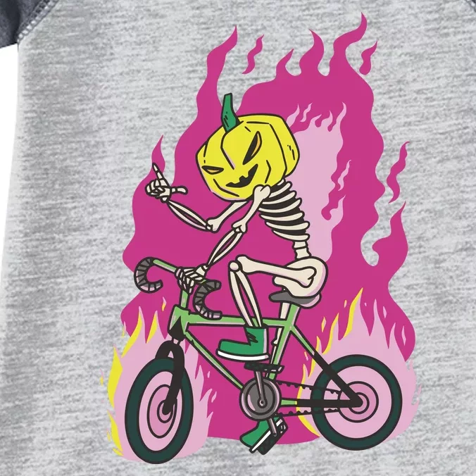 Pumpkin Skull Bike Rider Flame Infant Baby Jersey Bodysuit