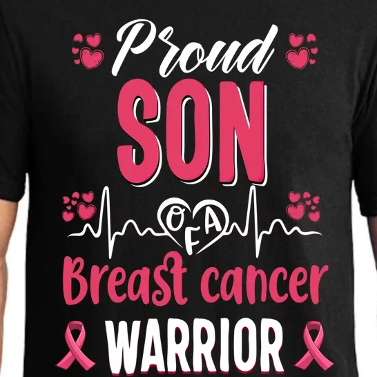 Proud Son Breast Cancer Warrior Awareness Pink Ribbon Gift Pajama Set