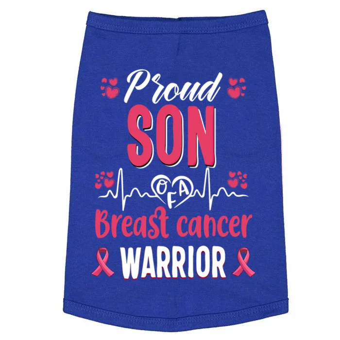 Proud Son Breast Cancer Warrior Awareness Pink Ribbon Gift Doggie Tank