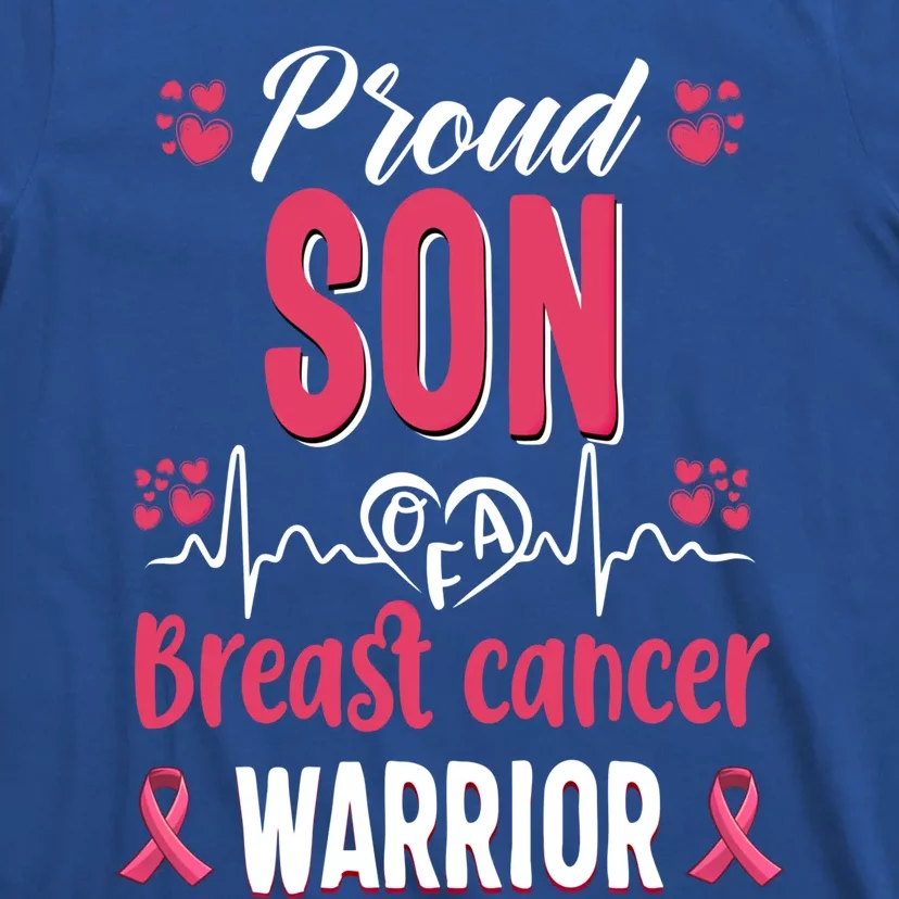 Proud Son Breast Cancer Warrior Awareness Pink Ribbon Gift T-Shirt