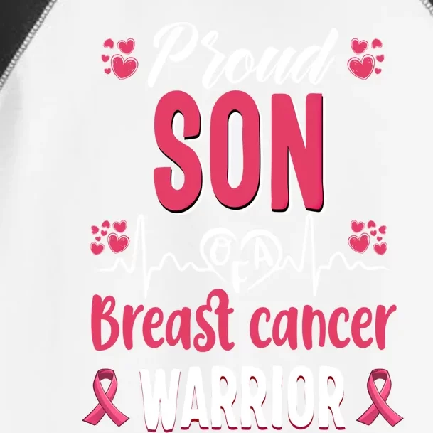 Proud Son Breast Cancer Warrior Awareness Pink Ribbon Gift Toddler Fine Jersey T-Shirt