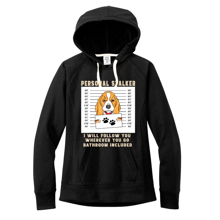 Personal Stalker Beagle Dog Arrested Jail Photo Funny Women's Fleece Hoodie