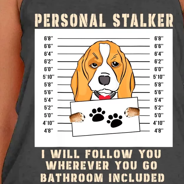 Personal Stalker Beagle Dog Arrested Jail Photo Funny Women's Knotted Racerback Tank