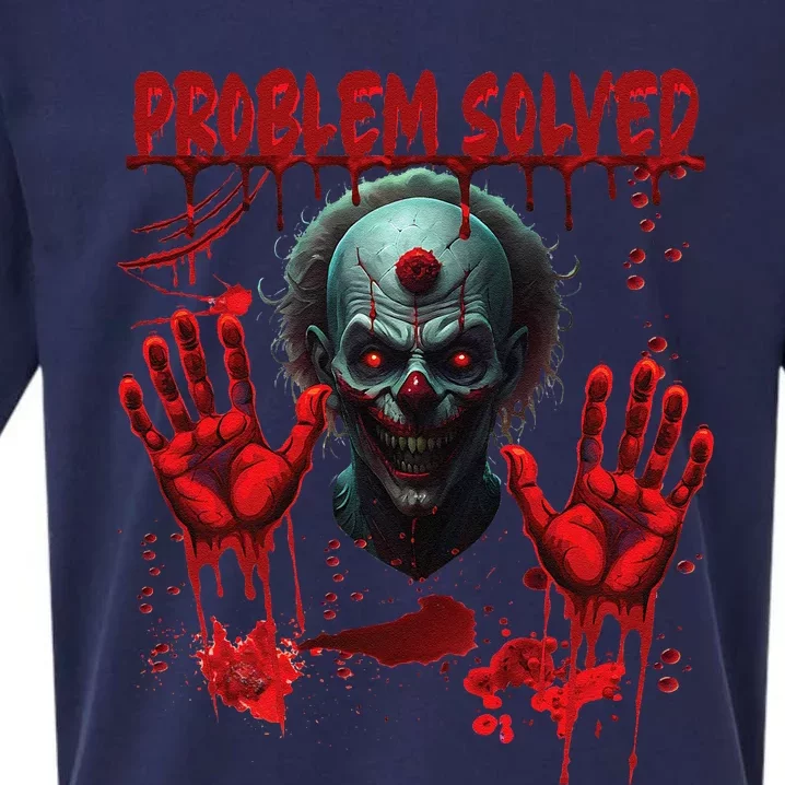 Problem Solved Bloody Hands Costume Clown Halloween Sueded Cloud Jersey T-Shirt