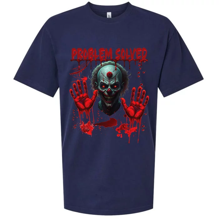 Problem Solved Bloody Hands Costume Clown Halloween Sueded Cloud Jersey T-Shirt