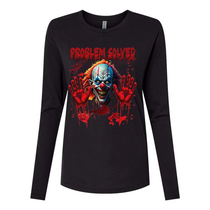 Problem Solved Bloody Hands Costume Clown Halloween Womens Cotton Relaxed Long Sleeve T-Shirt