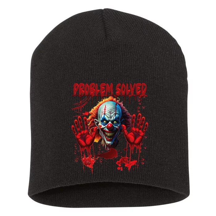 Problem Solved Bloody Hands Costume Clown Halloween Short Acrylic Beanie