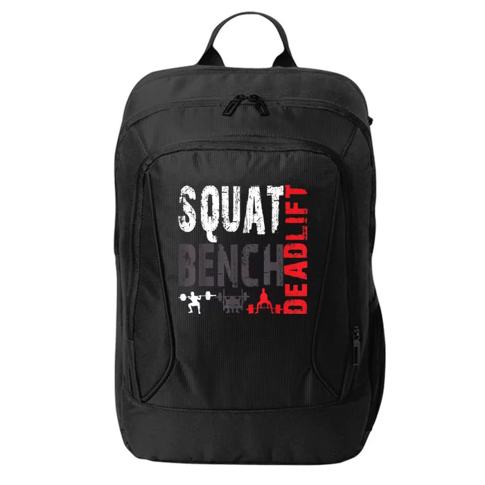 Powerlifting, Squat, Bench, Deadlift, Weightlifting Gift City Backpack