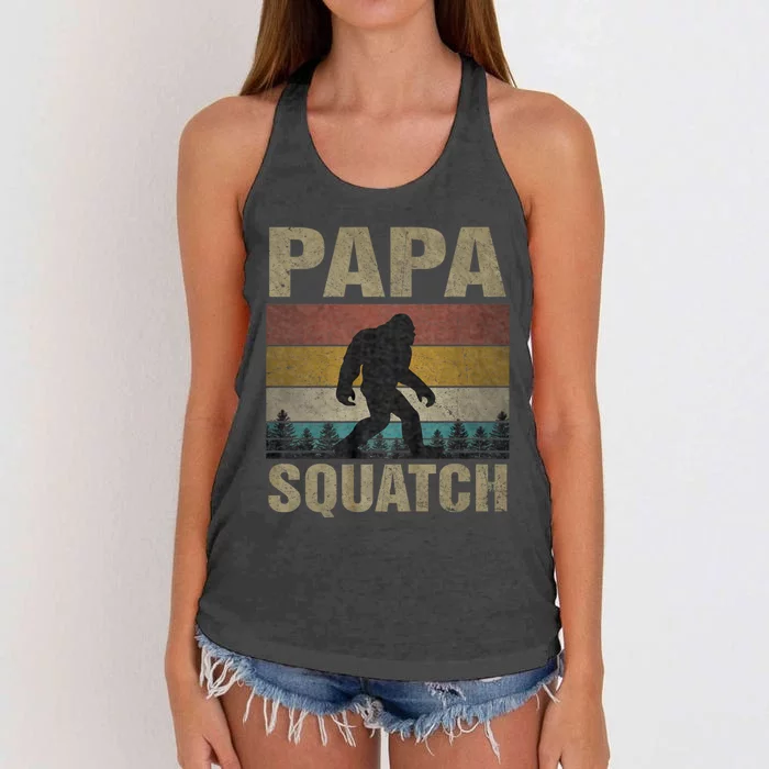 Papa Squatch Bigfoot Papa Sasquatch Yeti Family Women's Knotted Racerback Tank