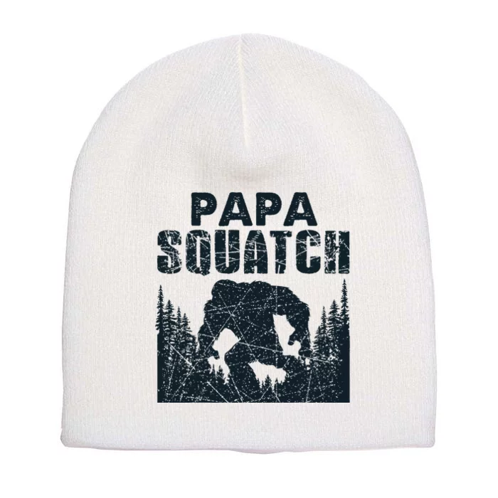 Papa Squatch Bigfoot Dad Fathers Day Short Acrylic Beanie