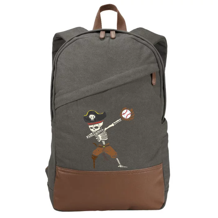 Pirate Skeleton Baseball Catcher Halloween Cotton Canvas Backpack