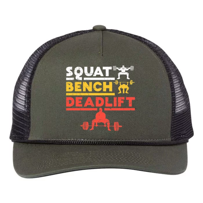 Powerlifting Squat Bench Deadlift Weightlifting Retro Rope Trucker Hat Cap