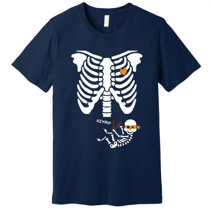 Pregnant Skeleton Baby Costume Halloween Maternity Ninja Ladies Premium T-Shirt