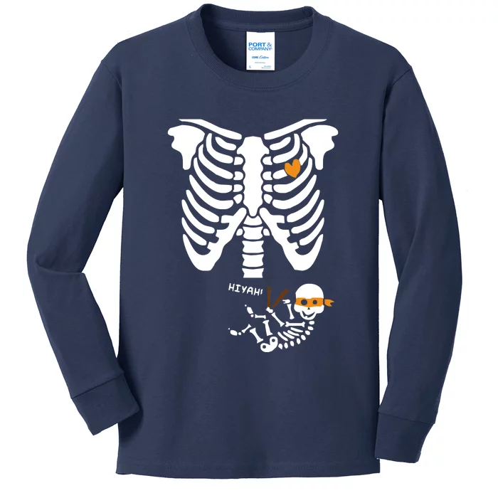 Pregnant Skeleton Baby Costume Halloween Maternity Ninja Ladies Kids Long Sleeve Shirt