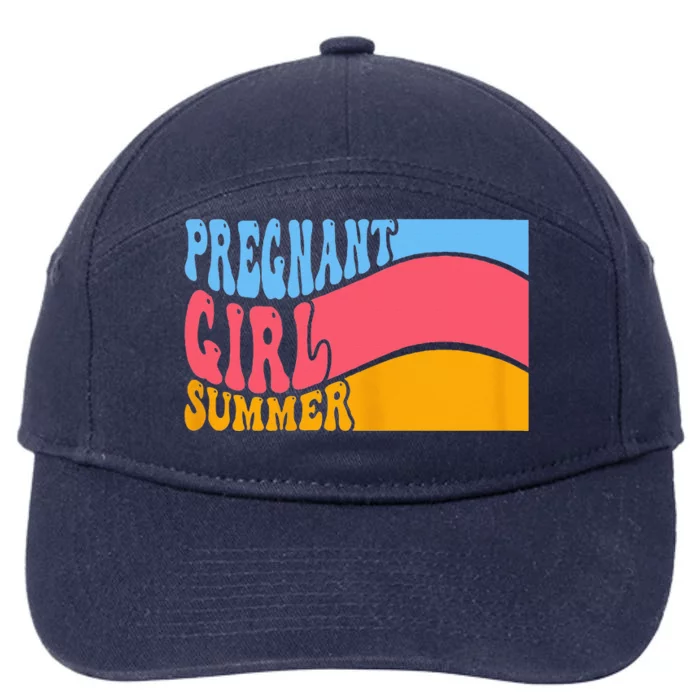 Pregnant Summer Baby Announcement Pregnancy Reveal 7-Panel Snapback Hat