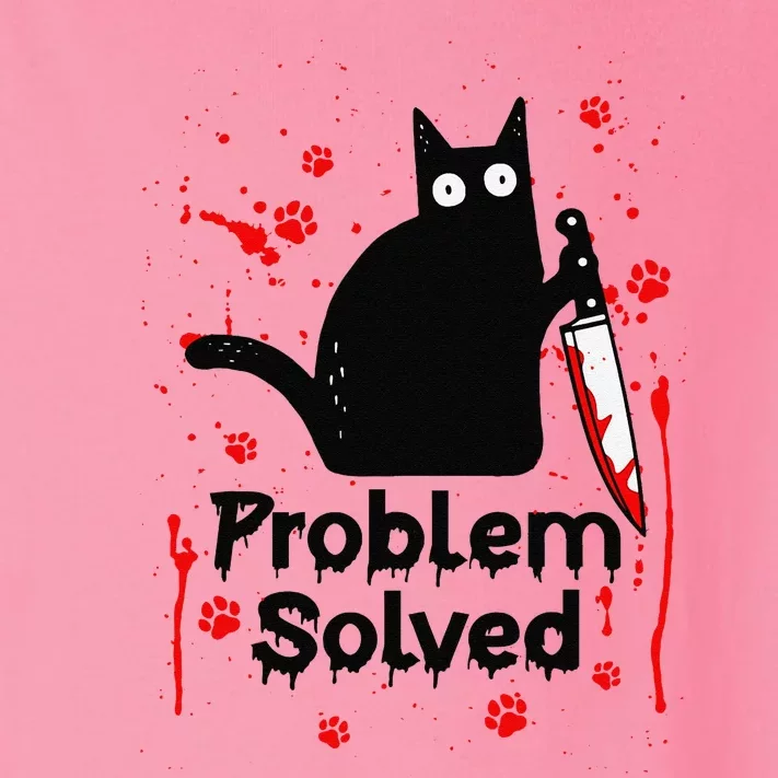 Problem Solved Bloody Funny Black Cat With Knife Cat Lovers Toddler Long Sleeve Shirt