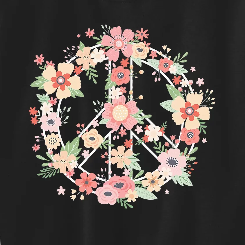 Peace Sign Bright Colorful Flowers 60s 70s Hippie Costume Kids Sweatshirt