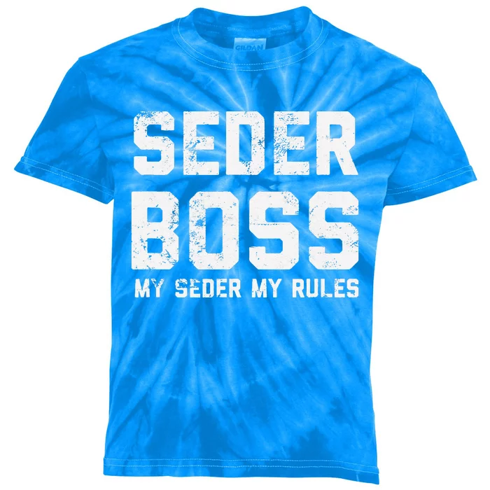 Passover Seder Boss My Rules Jewish Funny PESACH Matzah Kids Tie-Dye T-Shirt