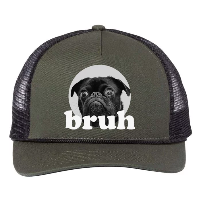 Pug says “Bruh” Adorable Dog Funny Humor Fashion Retro Rope Trucker Hat Cap