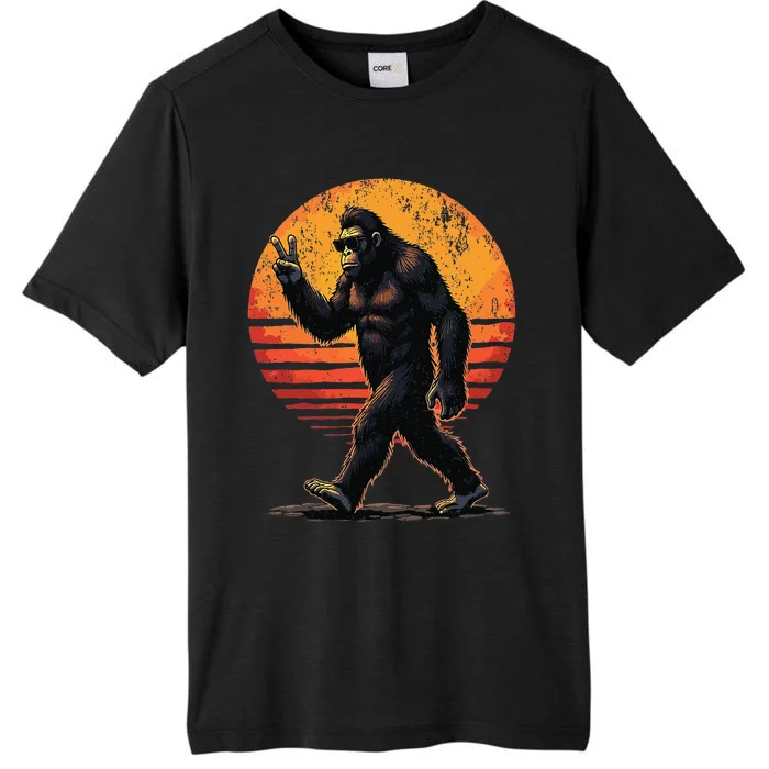 Peace Sign Bigfoot Sasquatch Sunset Graphic Funny Big Foot Gift ChromaSoft Performance T-Shirt