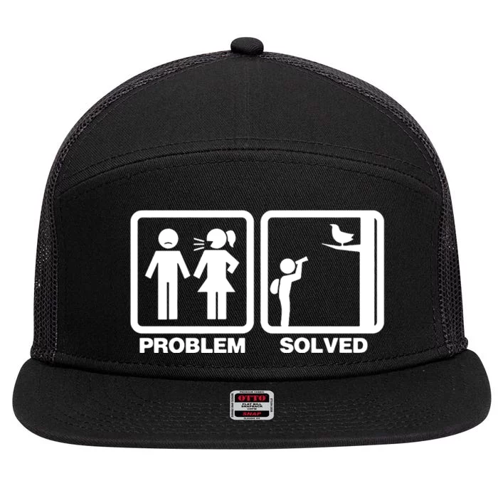 Problem Solved Birdwatching Birding 7 Panel Mesh Trucker Snapback Hat