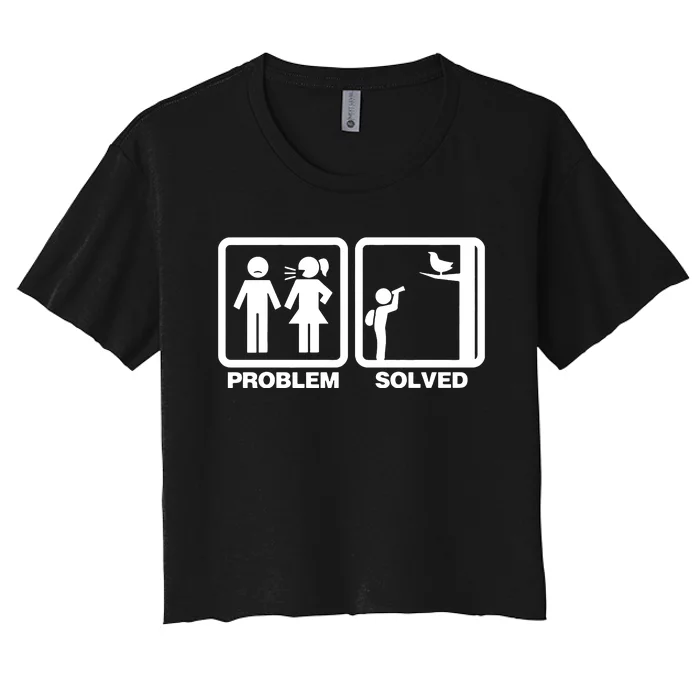 Problem Solved Birdwatching Birding Women's Crop Top Tee