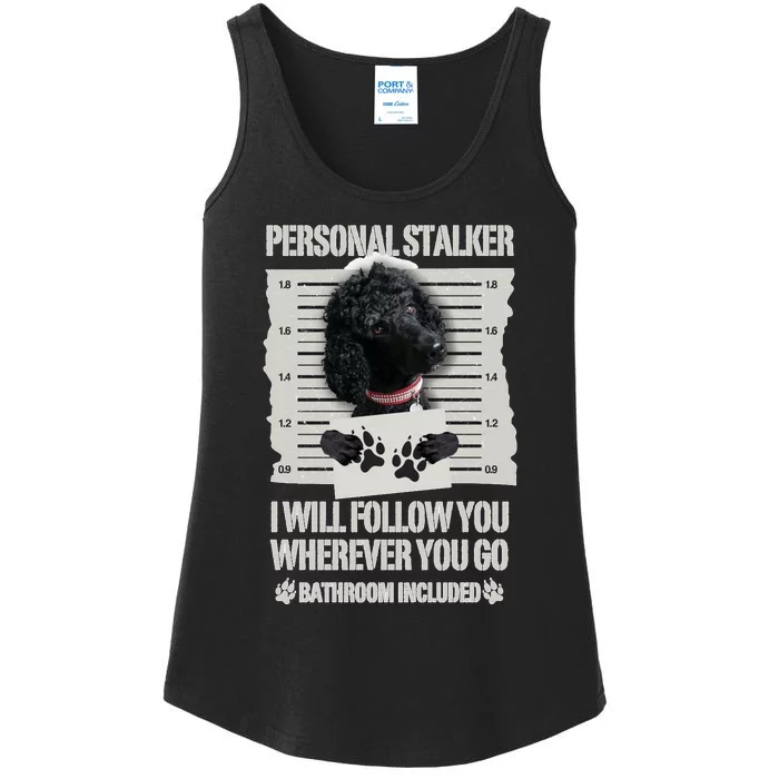 Personal Stalker Black Standard Poodle Sweatshirt Ladies Essential Tank