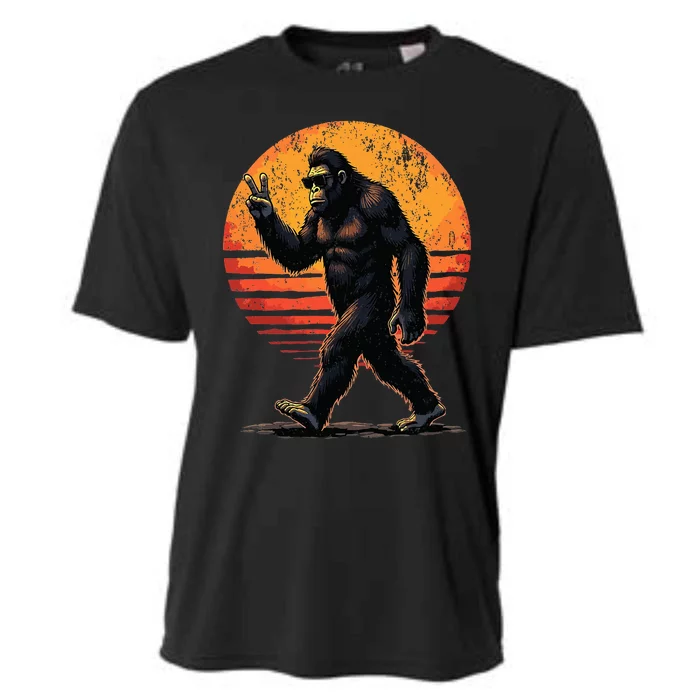 Peace Sign Bigfoot Sasquatch Sunset Graphic Big Foot Cooling Performance Crew T-Shirt